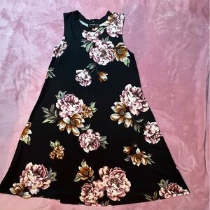 Fortune + Ivy Size XS Floral A-Line Women's Skirt in Black with Pink Bloom Print